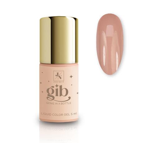Genie In A Bottle liquid color gel, 5 ml, nude shade with brush applicator.