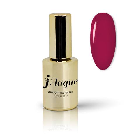 J-Laque 117 Glam One vibrant soak off gel polish bottle with deep magenta color shade.
