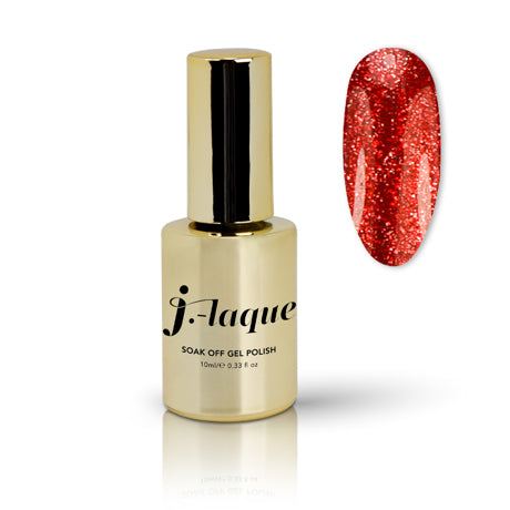 J-Laque 126 'Its On Tonight' gel polish, red glitter shade, soak off, highly pigmented, UV/LED compatible.