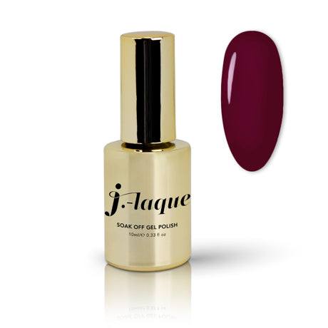 J-Laque 139 Fling gel polish bottle with deep color swatch.