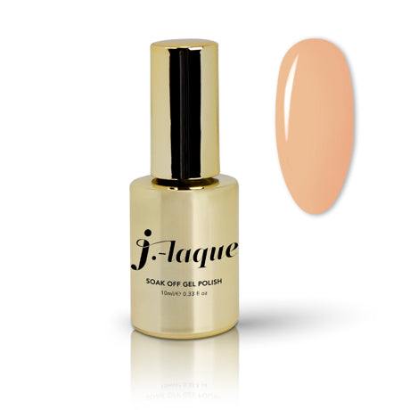 J-Laque 15 Plastic Fantastic soak off gel polish bottle with vibrant opaque color swatch.