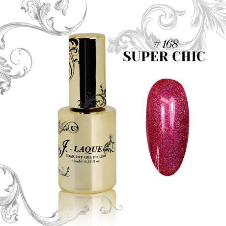 J-Laque 168 Super Chic gel polish with vibrant red color sample.