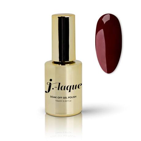 J-Laque 18 Redwood soak-off gel polish bottle with color sample.