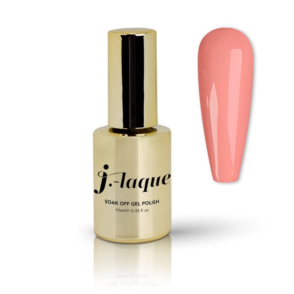 J-Laque 254 - Bikini On coral gel polish bottle with color swatch.