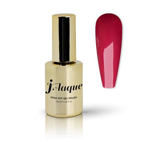 J-Laque 268 Red Dust nail polish in gold bottle with deep red swatch from 2023 Autumn Collection.