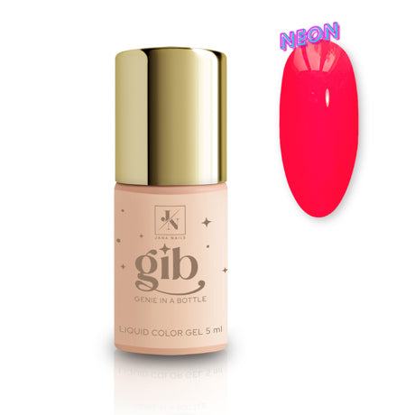 Genie In A Bottle liquid color gel with brush applicator, neon pink shade.