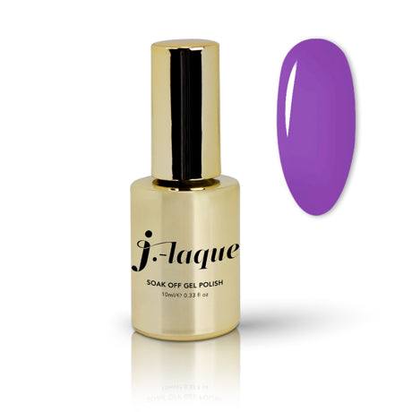 J-Laque 54 Sweet Pea vibrant soak-off gel polish bottle with purple swatch.