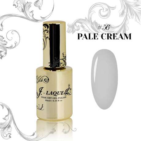 J-Laque 56 Pale Cream soak off gel polish bottle with swatch, vibrant opaque color, nail art suitable.