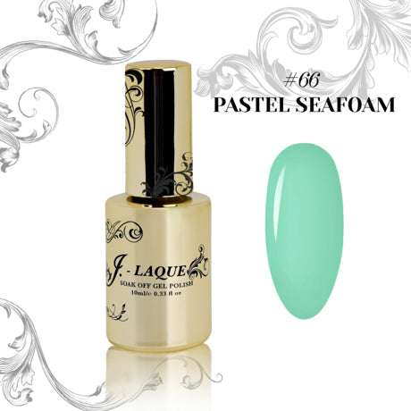 J-Laque 66 Pastel Seafoam gel polish, vibrant opaque color, auto-leveling texture, UV/LED curing.