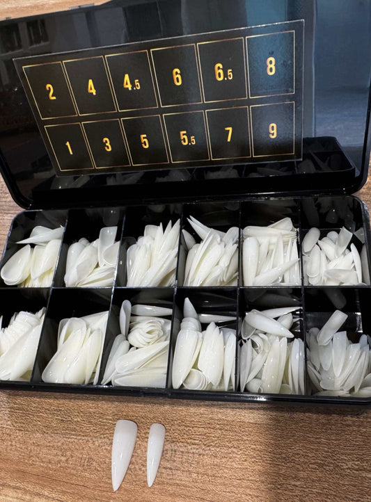 Blanc Lumière Natural Stiletto Long - Soft Gel Tips