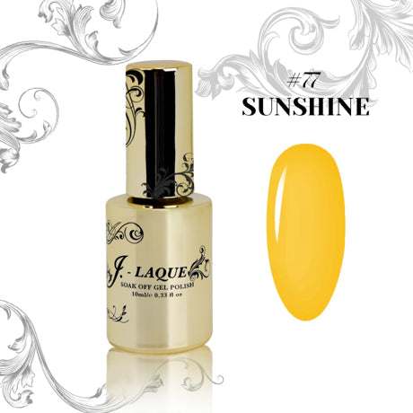 J-Laque 77 Sunshine vibrant opaque gel polish bottle and swatch.