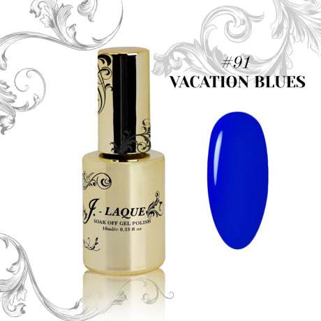 J-Laque 91 Vacation Blues Soak Off Gel Polish vibrant blue bottle.