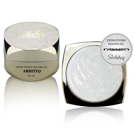 Arhiteq 50 ml extra strong builder gel in elegant packaging for nail extension and construction.