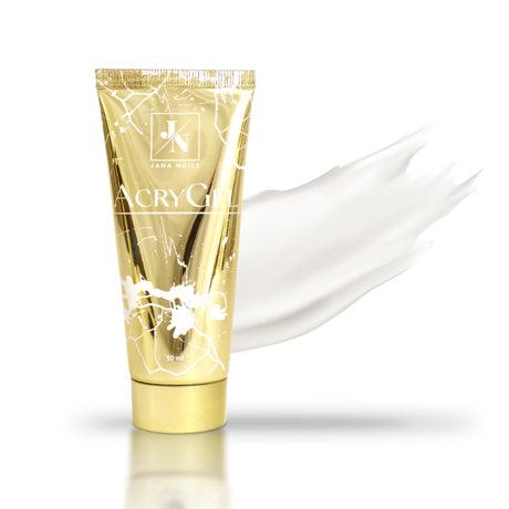 AcryGel Milky White 50 ml tube with luxurious gold design.