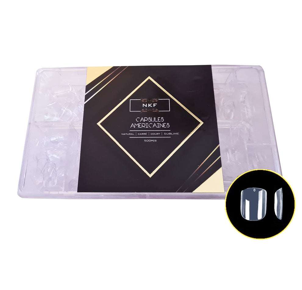 Soft Gel Tips for Natural Square Court Nails by NKF in Clear, 500 Units