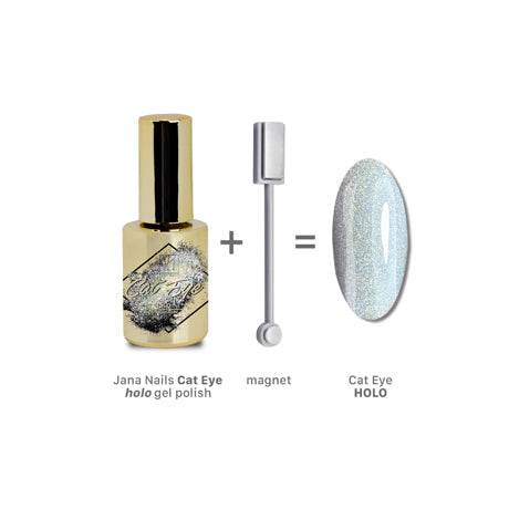 Cat Eye Holo gel polish with magnet for creating shiny cat eye effect.
