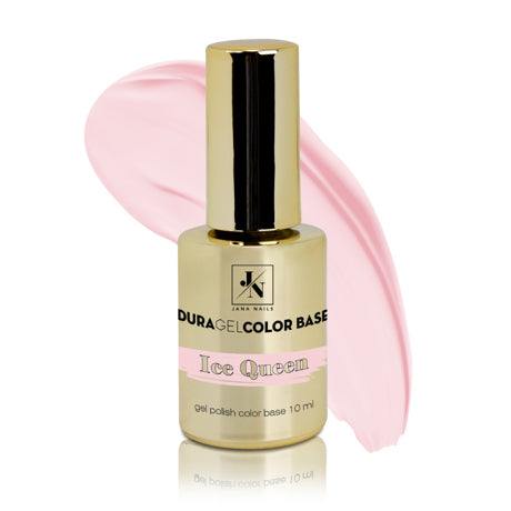 Duragel color base Ice Queen gel polish bottle with pale pink swatch.