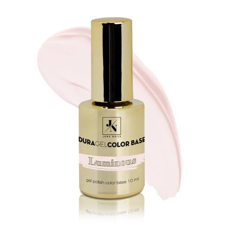 Duragel color base Luminous, milky pink gel polish for nail strengthening and apex creation.