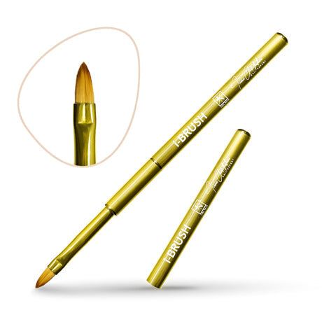 Multifunction nail art brush I Brush X with gold finish and precision tip.