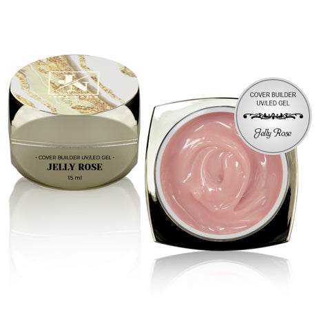 Jelly Rose 15 ml Cover Builder Gel in natural pink shade for nail construction.