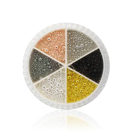 Mix caviar bead wheel with gold, silver, opal, and rose gold colors for nail art designs.