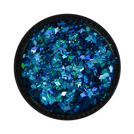 Multicolor glitter mix Blue in various shapes and sizes for nails.
