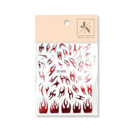 Race Me! Stickers no2 Metallic Red, easy-apply flexible nail decals, 10x8 cm sheet.