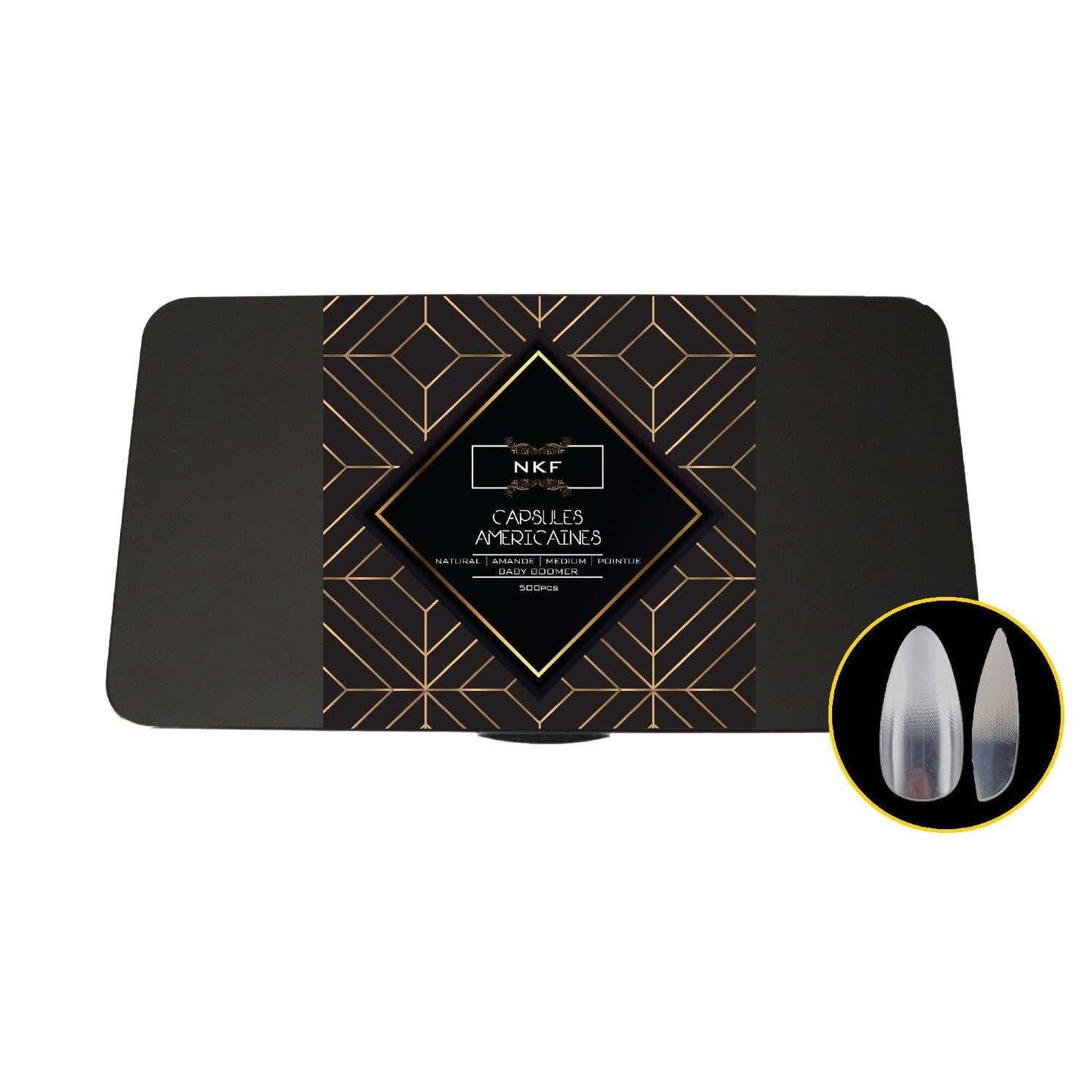 Babyboomer Natural Amande Pointue Medium - Soft Gel Tips for American Manicure Method, 500 pieces.