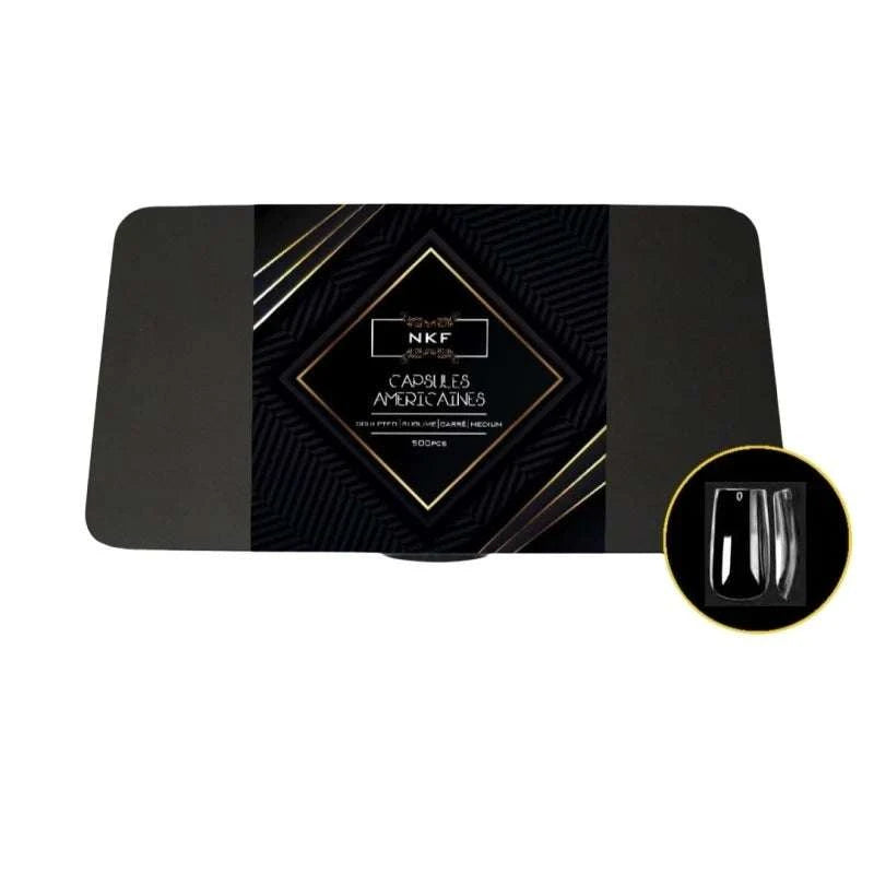 Sculpted Carré Medium NKF Soft Gel Tips packaging for nail extension.