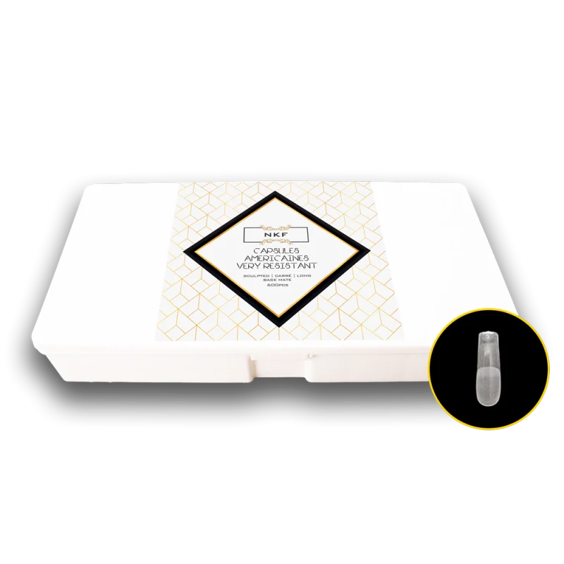 NKF Very Resistent Sculpted Carré Long Base Mate nail capsules box.