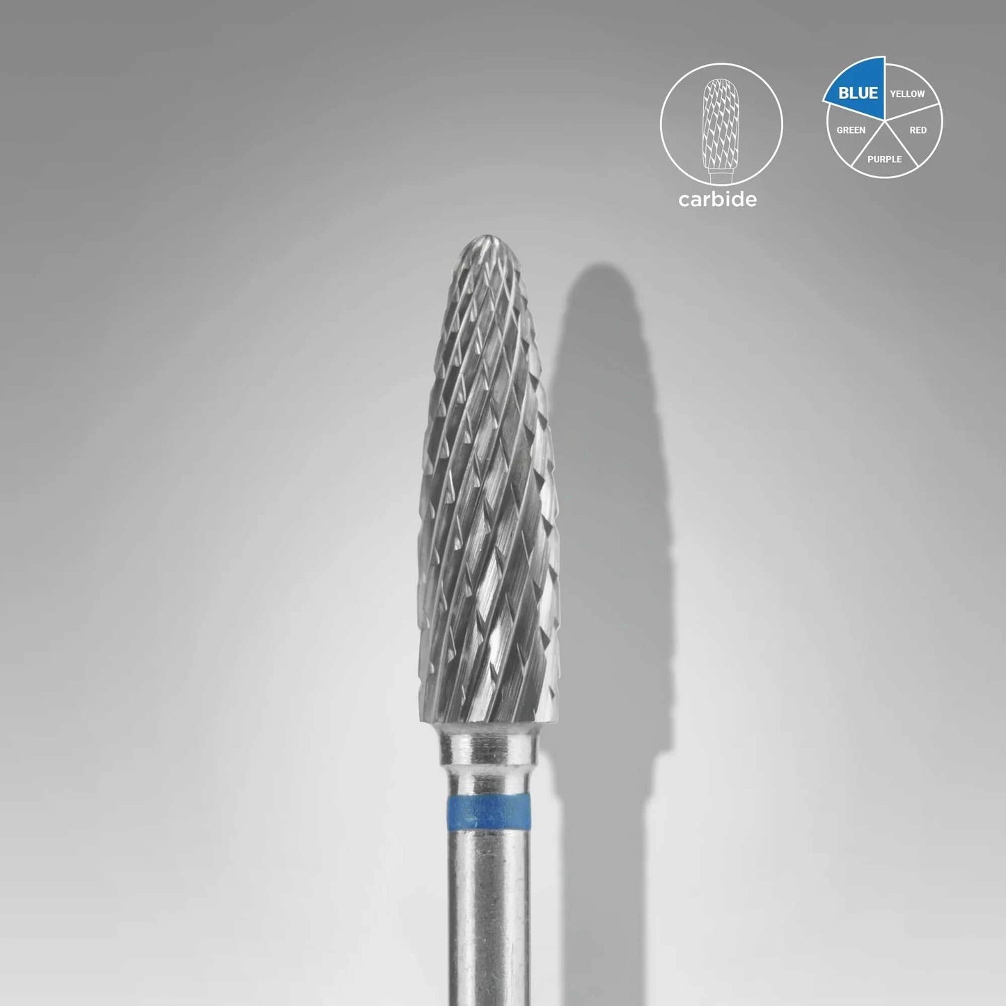 Staleks Carbide Corn Blue 4/13 mm nail drill bit with 4 mm cone diameter and 13 mm length.