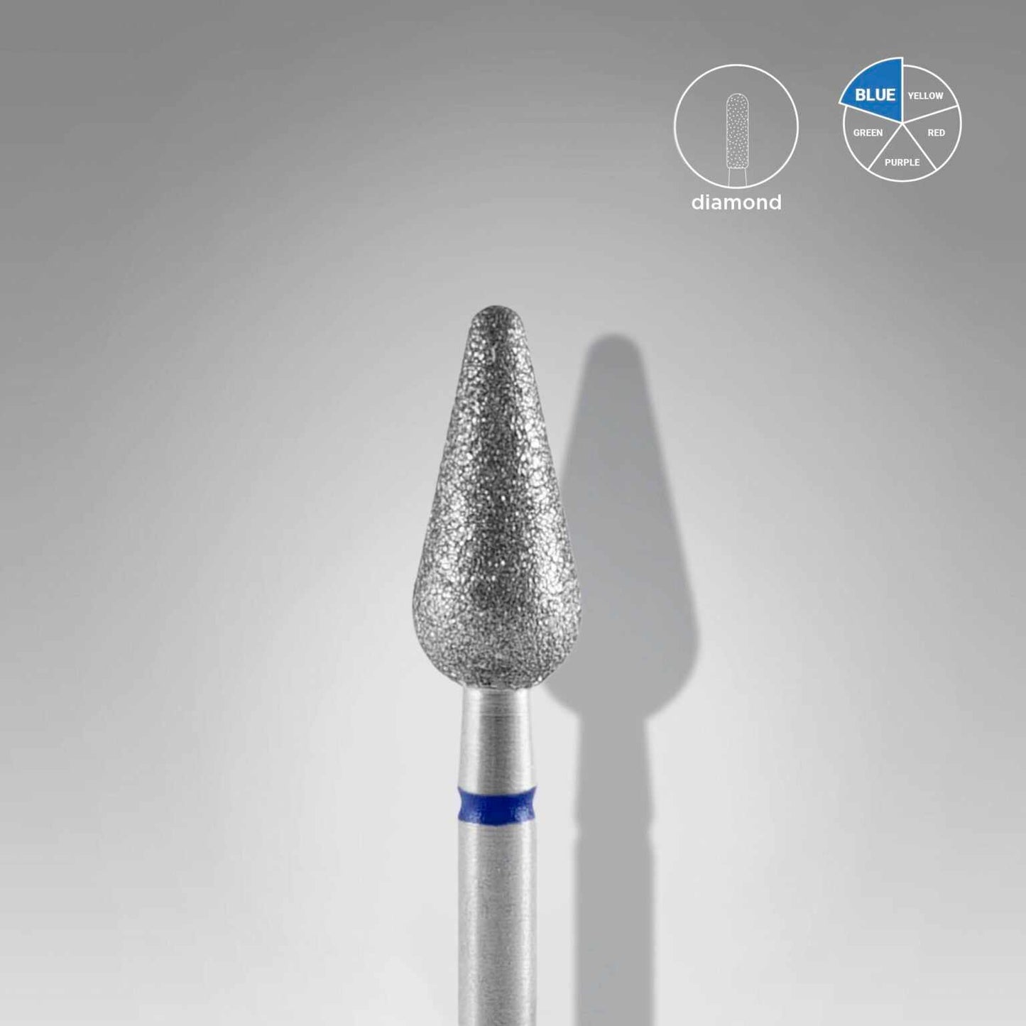 Staleks Diamond Pointed Peer Blue BIG, 5mm, for professional manicure and pedicure.