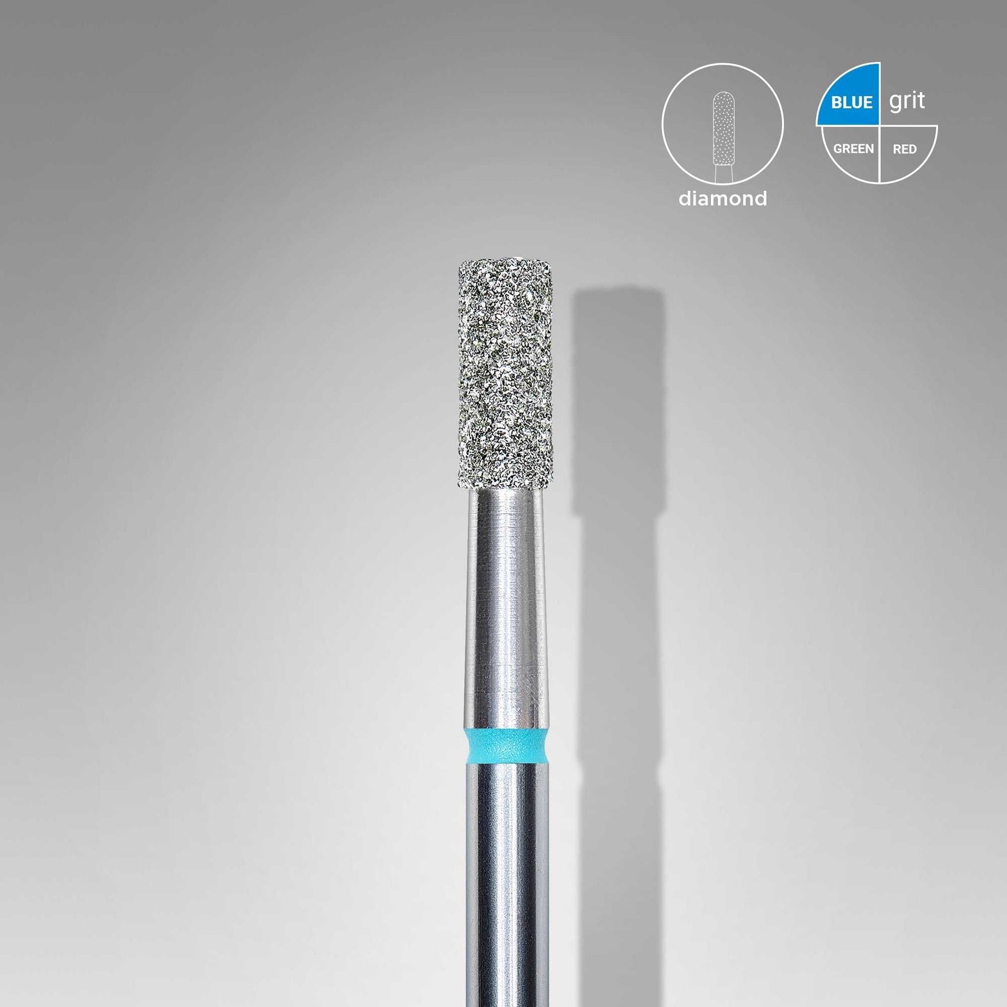 Staleks Diamond Cylinder Blue 2.5 mm for nail treatment, medium grit, stainless steel.