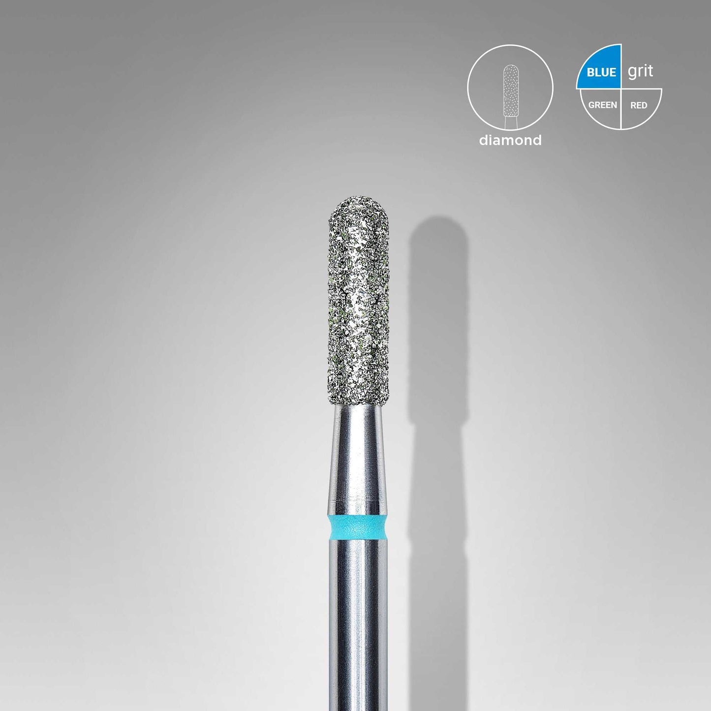 Staleks Diamond Rounded Cylinder Bit, 2.3 mm, blue, medium grit, stainless steel.