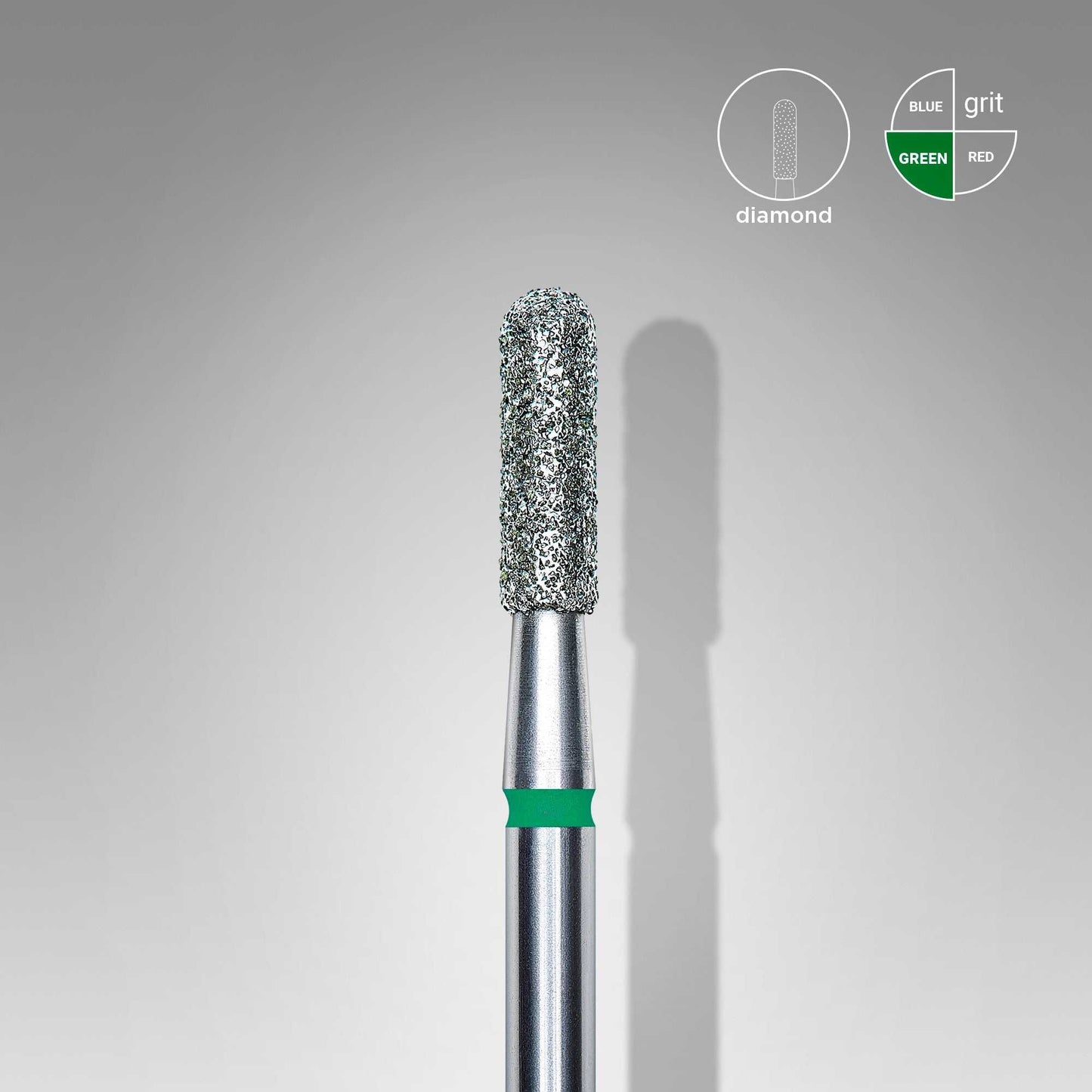 Staleks Diamond Rounded Cylinder Green 2.3 mm for nail and callus treatment.