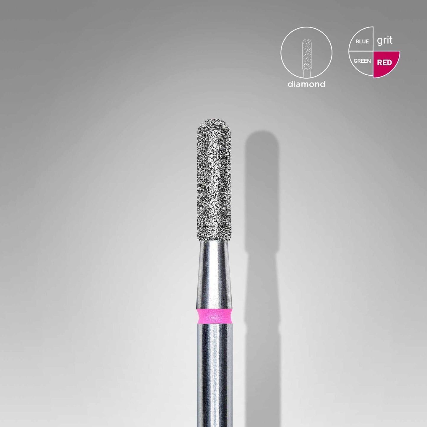 Staleks Diamond Rounded Cylinder 2.3mm x 8mm, fine grain red for nail care.