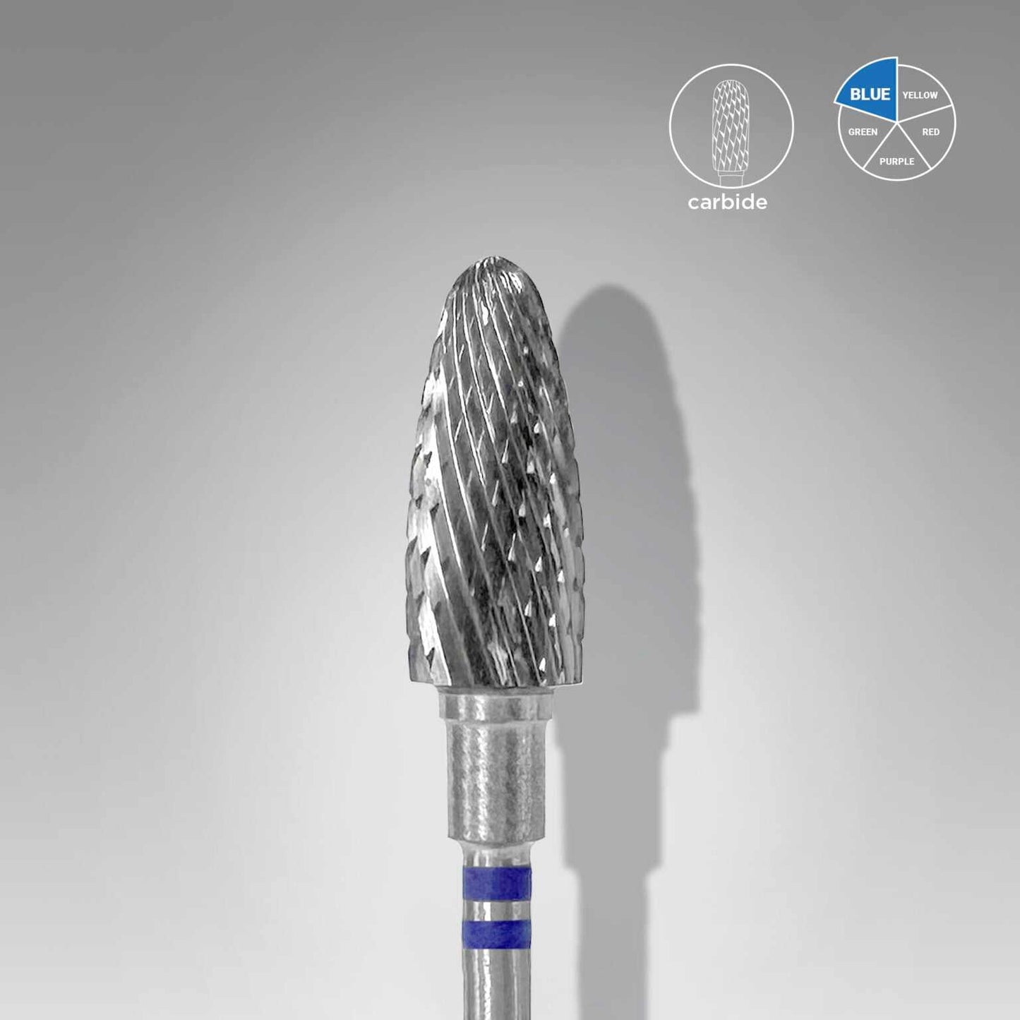 Staleks Carbide Corn Blue 6 mm manicure tool for left-handed use with medium hardness.