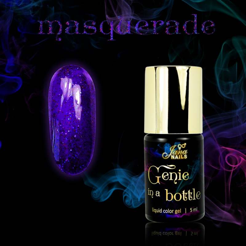Genie In A Bottle Masquerade 5 ml liquid color gel with purple glitter.