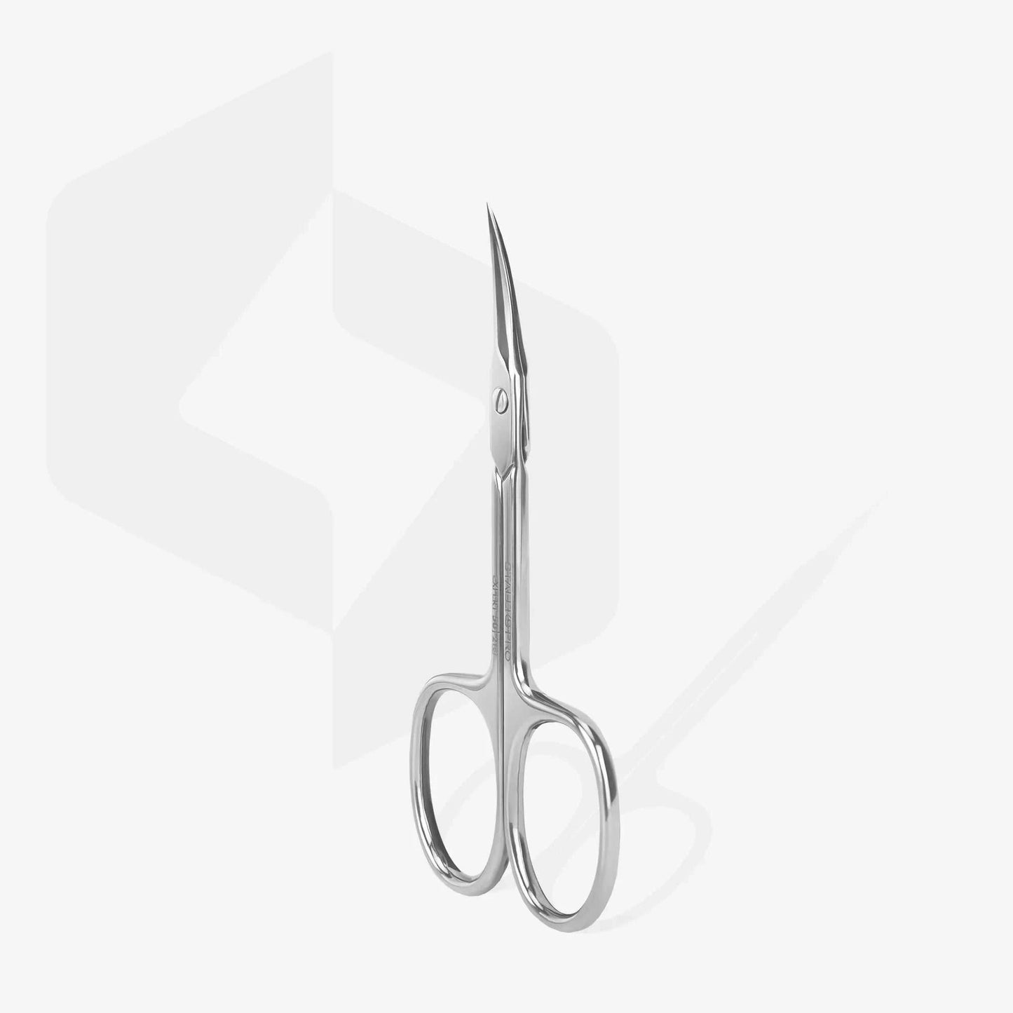 Staleks Pro Expert cuticle scissors with narrow, manually sharpened blades.