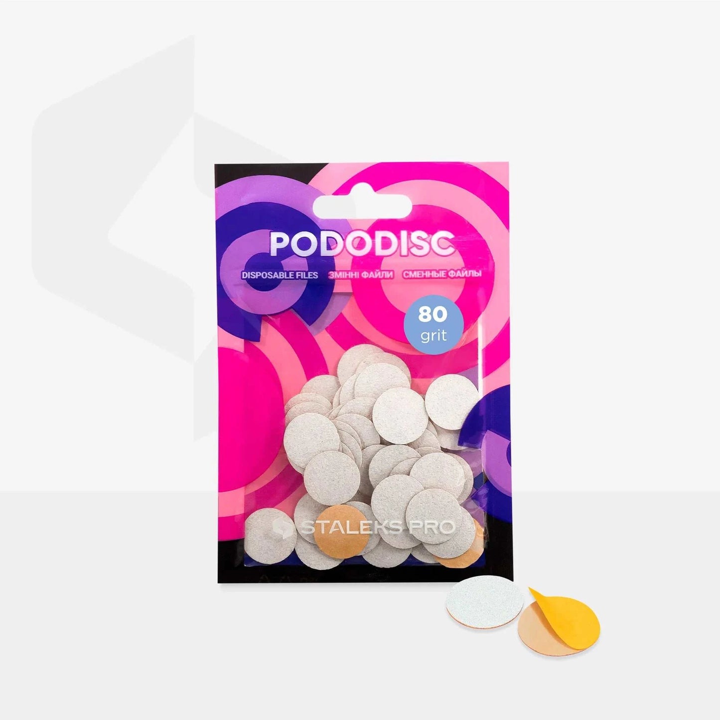 Staleks abrasifs Pododisc S 80 grit, taille S 15 mm, paquet de 50, carbure de silicium.