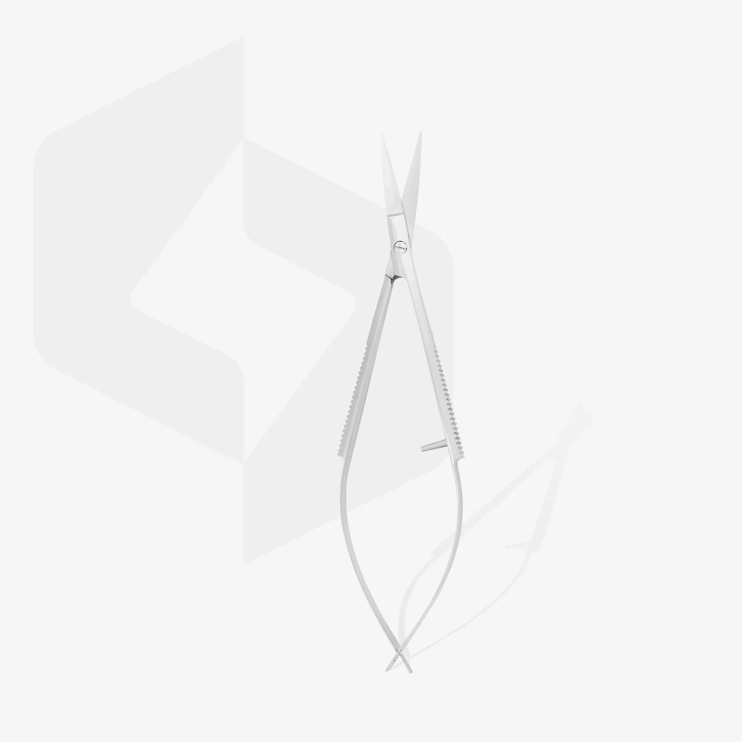 Staleks Micro Scissors EXPERT 90 TYPE 1 with curved blade and stainless steel.