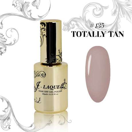 J-Laque 135 Totally Tan semi-permanent gel polish, dense and smooth finish, easy application, perfect for nail art.