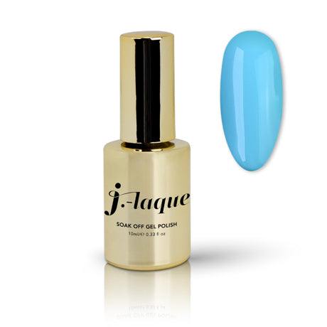 J-Laque 180 West Coast nail polish bottle with vibrant blue swatch, 10ml.