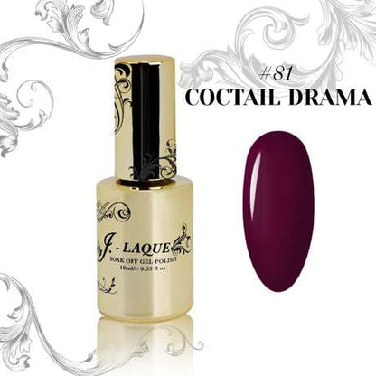 J-Laque 81 Coctail Drama gel polish with vibrant, opaque burgundy shade.