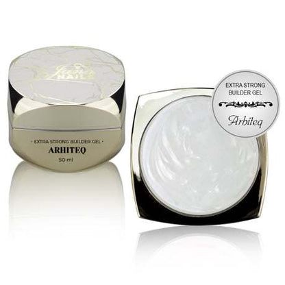 Arhiteq 50 ml extra strong builder gel in elegant packaging for nail extension and construction.