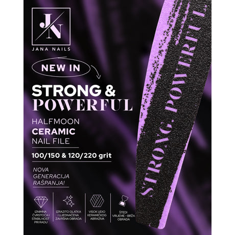 Strong & Powerful Halfmoon Ceramic Nail File 100/150 grit