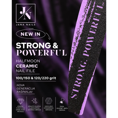 Strong & Powerful Halfmoon Ceramic Nail File 100/150 grit