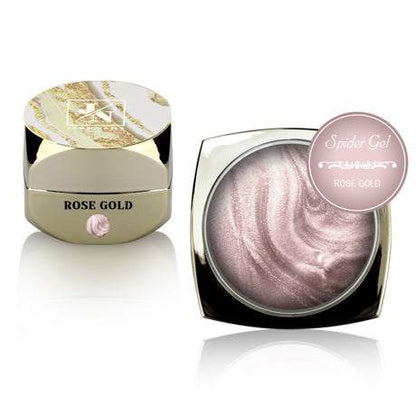 Spider Gel Rose Gold in jar for nail art designs.