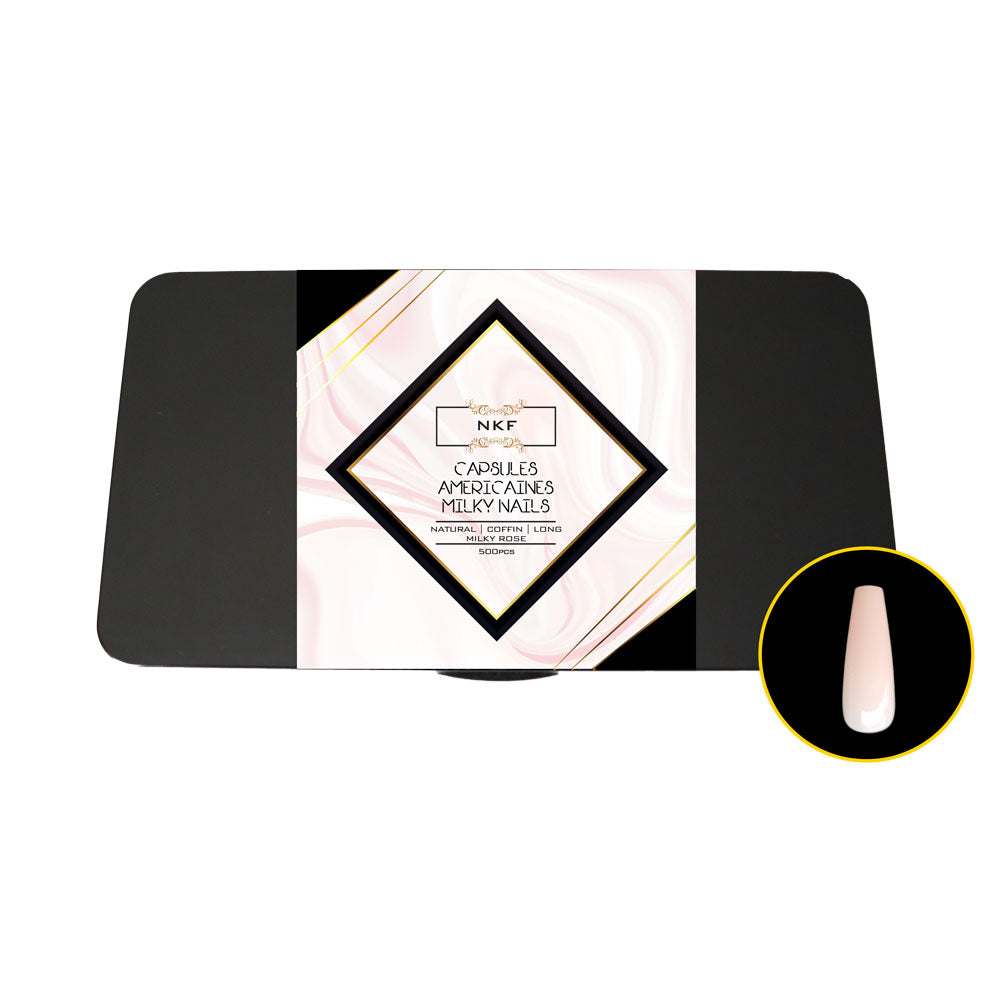 Milky Rose Natural Coffin Long Soft Gel Nail Tips Box - 500 Tips