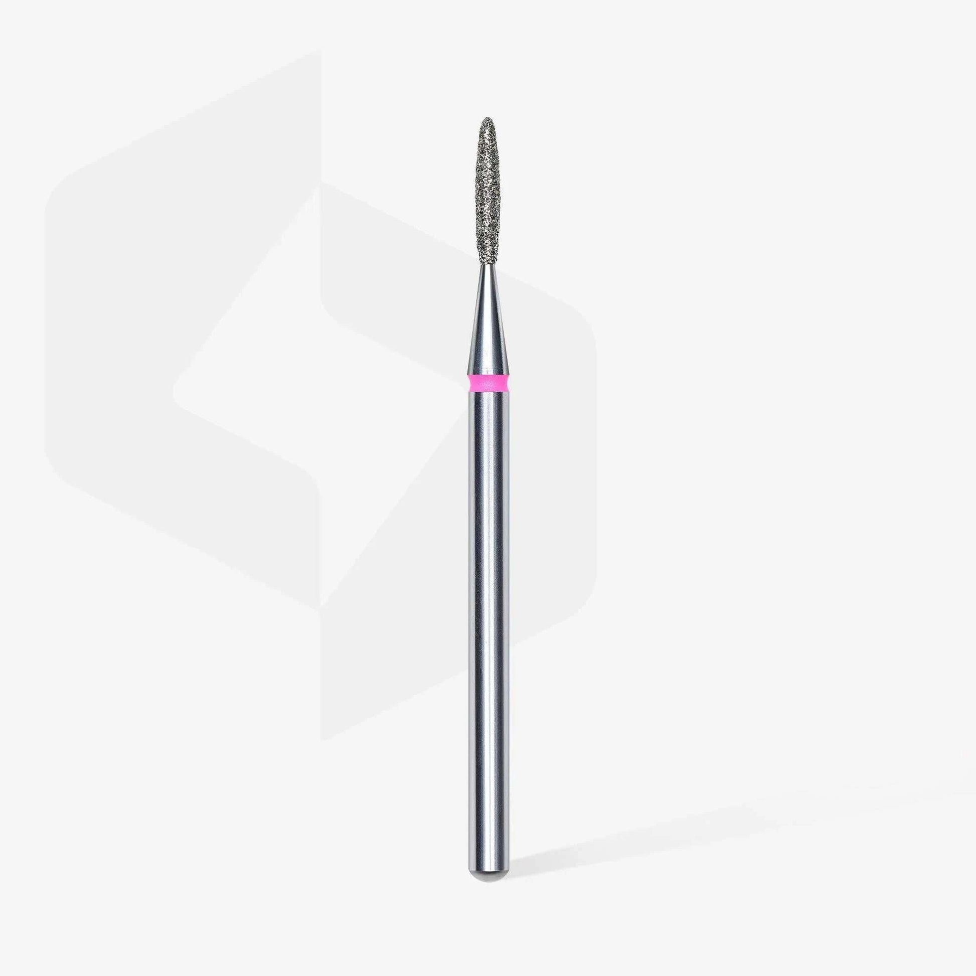 Staleks Diamond Safe Flame Red 1.4mm bit with stainless steel, 8mm length, and fine grain for nail care.
